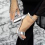 Sandale Dama cu Toc gros 2XKK57 Argintiu Mei