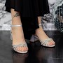 Sandale Dama cu Toc gros 2XKK25 Argintiu Mei