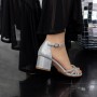 Sandale Dama cu Toc gros 2XKK25 Argintiu Mei