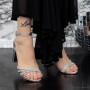 Sandale Dama cu Toc gros 2XKK28 Argintiu Mei