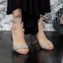 Sandale Dama cu Toc gros 2XKK30 Argintiu Mei