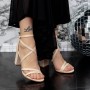 Sandale Dama cu Toc gros 2XKK35 Bej Mei