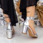 Sandale Dama cu Toc gros 2XKK230 Argintiu Mei