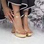 Sandale Dama cu Toc subtire si Platforma 2KV86 Auriu Mei