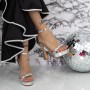 Sandale Dama cu Toc subtire si Platforma 2YXD80 Argintiu Mei