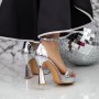 Sandale Dama cu Toc subtire si Platforma 2YXD80 Argintiu » MeiShop.Ro
