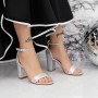 Sandale Dama cu Toc gros 2XKK58 Argintiu Mei