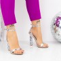 Sandale Dama cu Toc gros 2BD30 Argintiu Mei