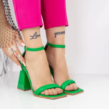 Sandale Dama cu Toc gros 2KV70 Verde » MeiShop.Ro