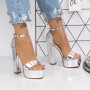 Sandale Dama cu Toc gros si Platforma 2XKK102 Argintiu » MeiShop.Ro