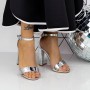 Sandale Dama cu Toc gros 2XKK91 Argintiu Mei