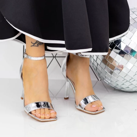 Sandale Dama cu Toc subtire 2XKK72 Argintiu » MeiShop.Ro