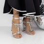 Sandale Dama cu Toc gros 2XKK221 Argintiu Mei