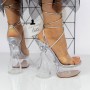 Sandale Dama cu Toc gros si Platforma 2XKK68 Argintiu Mei
