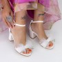 Sandale Dama cu Toc gros 3XKK25 Alb Mei