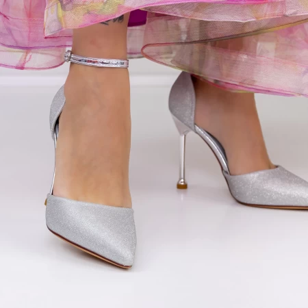 Pantofi stiletto 3DC23 Argintiu » MeiShop.Ro