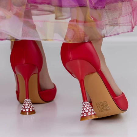 Pantofi cu Toc subtire 2DC5 Rosu » MeiShop.Ro