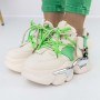 Pantofi Sport Dama cu Platforma 3WL2 Bej-Verde Mei