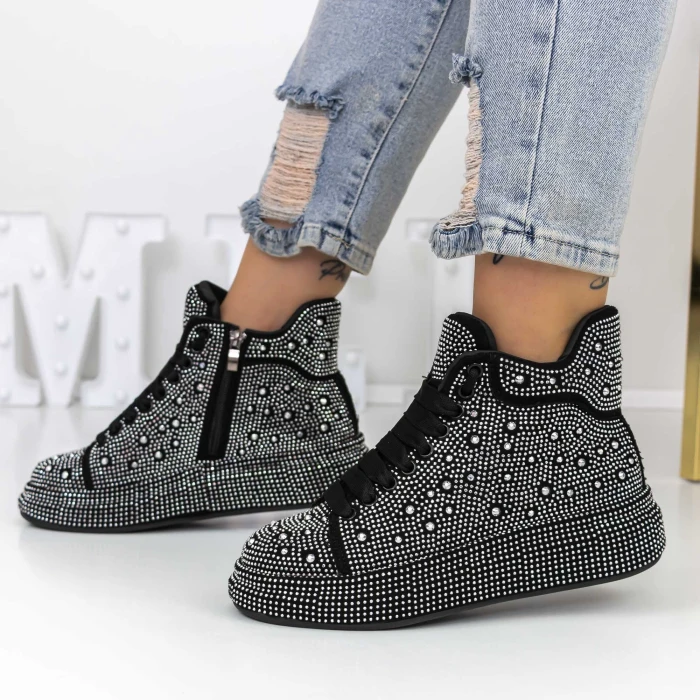 Ghete Dama 869 Negru-Alb » MeiShop.Ro