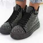Ghete Dama 869 Negru-Alb » MeiShop.Ro