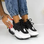 Pantofi Sport Dama cu Platforma 3WL5 Negru-Alb » MeiShop.Ro