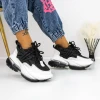 Pantofi Sport Dama cu Platforma 3WL5 Negru-Alb Mei