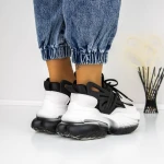Pantofi Sport Dama cu Platforma 3WL5 Negru-Alb » MeiShop.Ro