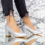 Pantofi cu Toc gros XKK251F Argintiu | Mei