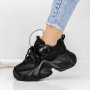 Pantofi Sport Dama cu Platforma 3WL75 Negru | Mei