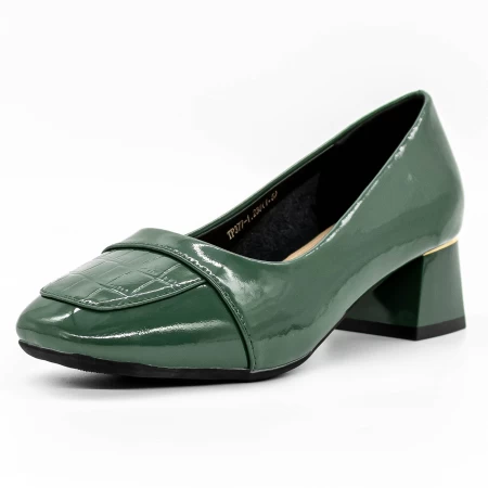 Pantofi cu Toc gros TP377-1 Verde » MeiShop.Ro