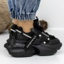 Pantofi Sport Dama cu Platforma 3WL102 Negru | Mei