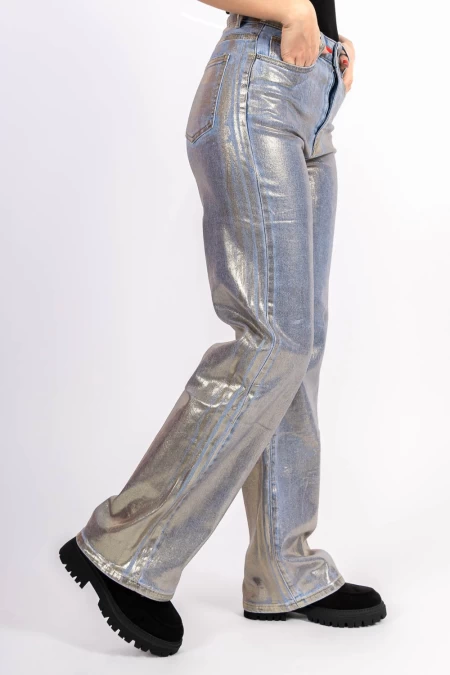 Pantaloni Dama HM6538-1 Albastru-Auriu » MeiShop.Ro