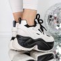 Pantofi Sport Dama cu Platforma 3SJN26 Negru-Alb | Mei