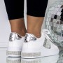 Pantofi Sport Dama 3B31 Alb-Argintiu | Mei