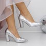 Pantofi cu Toc gros 3XKK69 Argintiu » MeiShop.Ro