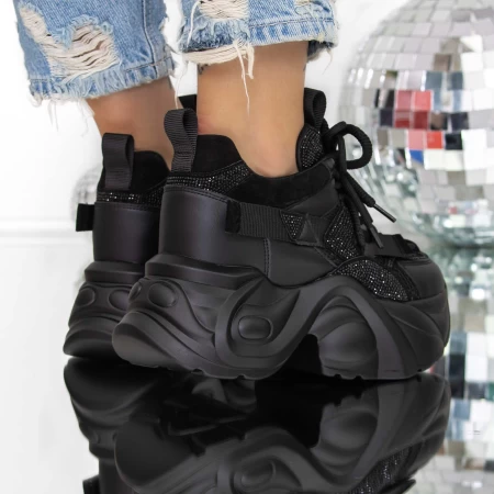 Pantofi Sport dama cu Platforma 3SJN56 Negru » MeiShop.Ro