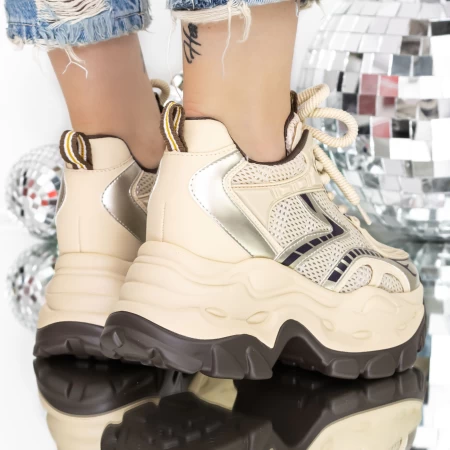 Pantofi Sport dama cu Platforma 3SJN60 Bej » MeiShop.Ro