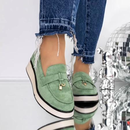 Pantofi Casual Dama 3LE37 Verde » MeiShop.Ro