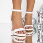 Sandale Dama cu Toc Gros XKK222 Alb | Mei