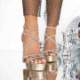 Sandale Dama cu Toc Gros 3KV35 Auriu | Mei