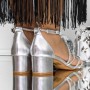 Sandale Dama cu Toc gros 3XKK106 Argintiu | Mei