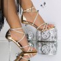 Sandale Dama cu Toc subtire 2BD25 Auriu | Mei