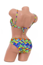 Costum de Baie Dama 2 Piese F03-1 Verde-Portocaliu » MeiShop.Ro