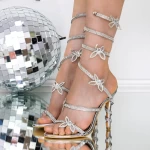 Sandale Dama cu Toc 3LU9 Argintiu | Mei