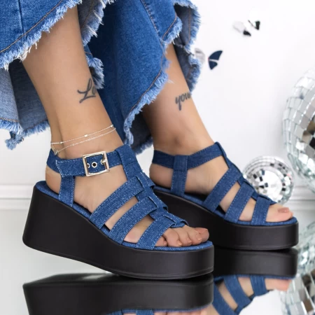 Sandale Dama cu Platforma 3GZ71 Albastru inchis » MeiShop.Ro