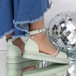 Sandale Dama cu Talpa Joasa 3GZ68 Verde » MeiShop.Ro
