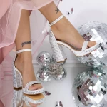 Sandale Dama cu Toc Gros 3KV50 Argintiu » MeiShop.Ro