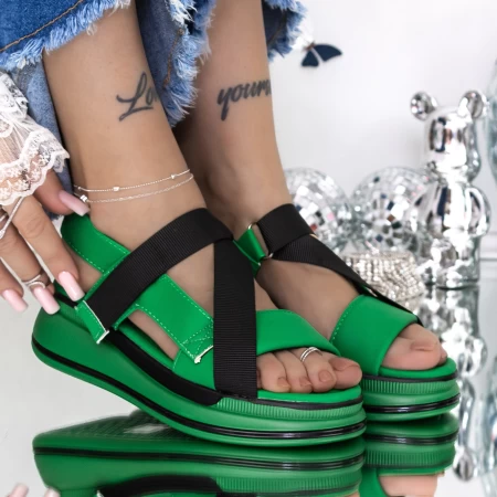 Sandale Dama cu Platforma 3GZ65 Verde » MeiShop.Ro