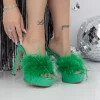 Papuci Dama cu Toc Subtire 3NE7 Verde | Mei