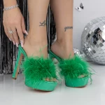 Papuci Dama cu Toc Subtire 3NE7 Verde » MeiShop.Ro